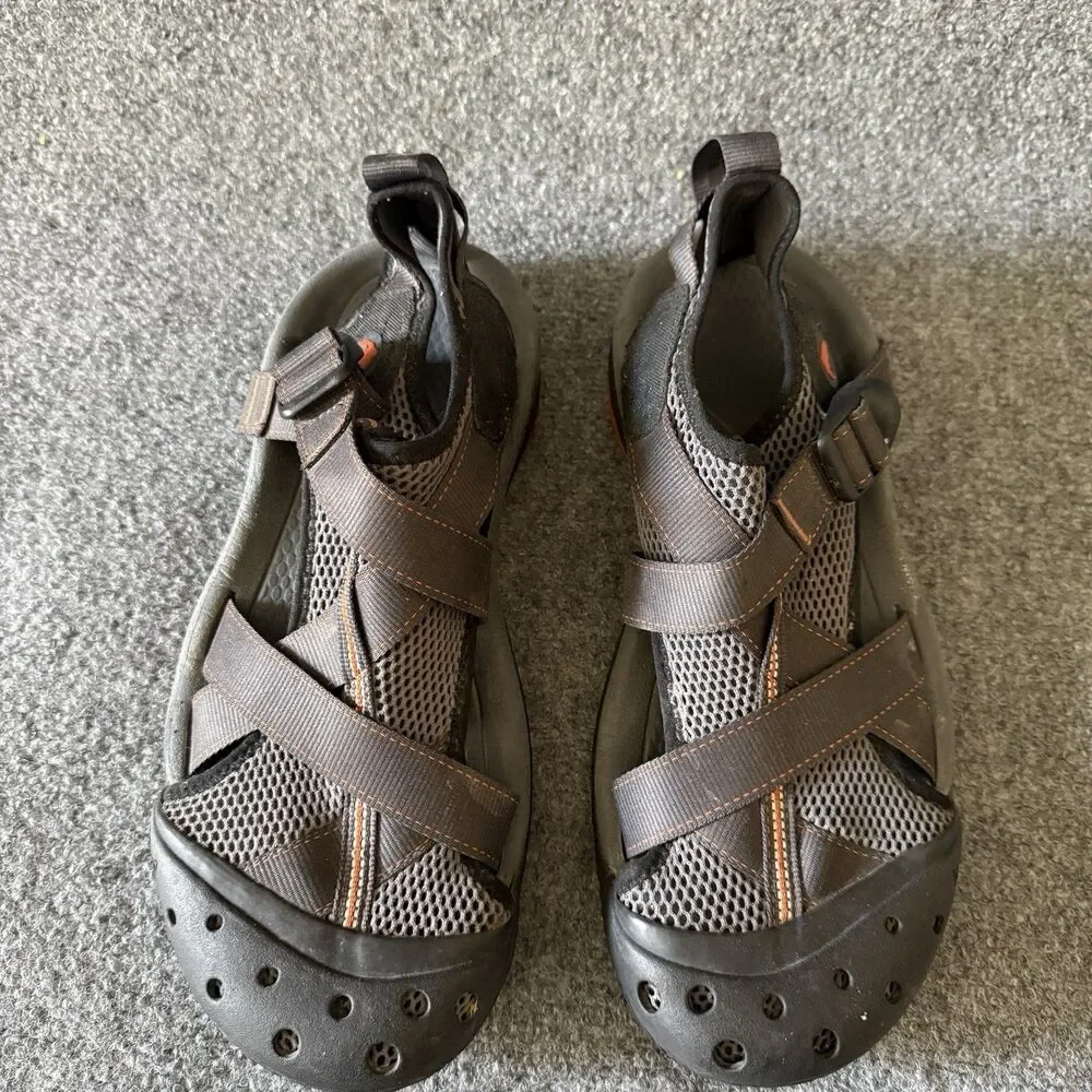 KEEN x Simms Men's Sandals Black Gray Orange Adjustable Straps Hiking US 13